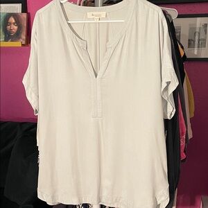 Two by Vince Camuto Dusty Blue V Neck Blouse